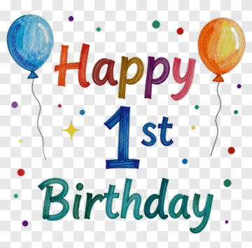 Happy 1st Birthday Card PNG