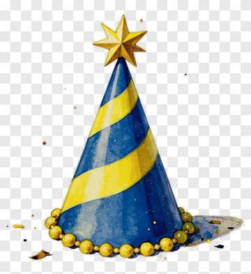 Blue And Yellow Party Hat With Star PNG