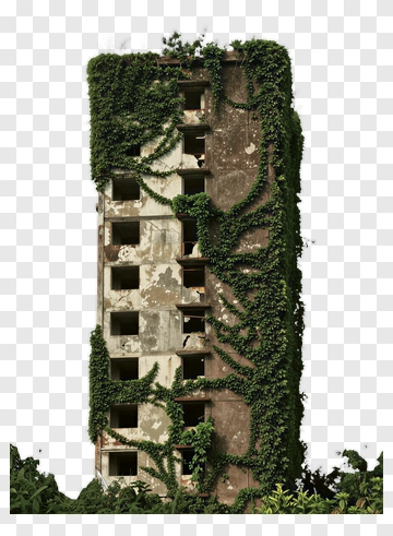 Overgrown Abandoned Building PNG