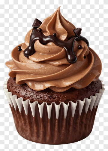 Chocolate Cupcake With Drizzle PNG