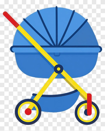 Blue And Yellow Stroller PNG