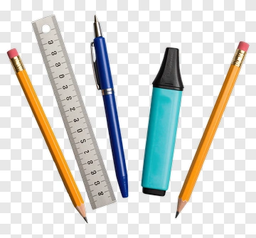 School Supplies Arranged On Grid Paper PNG