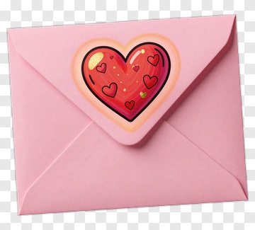 Pink Envelope With Heart Sticker PNG