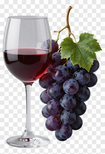 Wine Glass With Fresh Grapes PNG