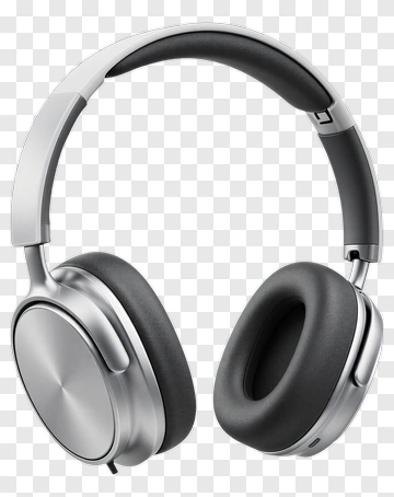 Silver And Black Over-ear Headphones PNG