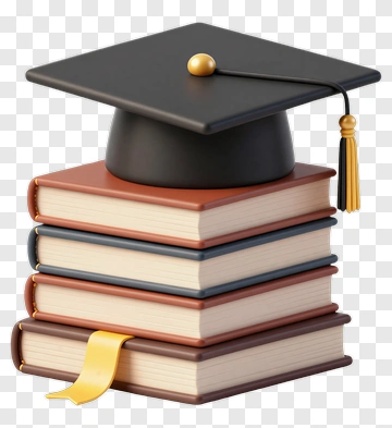 Graduation Cap On Stack Of Books PNG