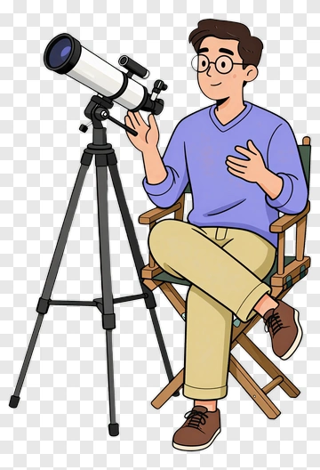 Man Observing The Stars With Telescope PNG