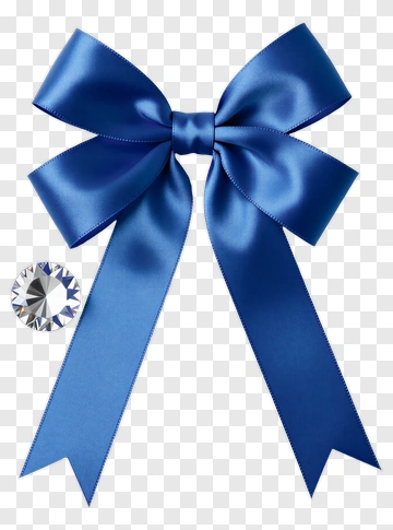 Blue Satin Bow With Rhinestone PNG