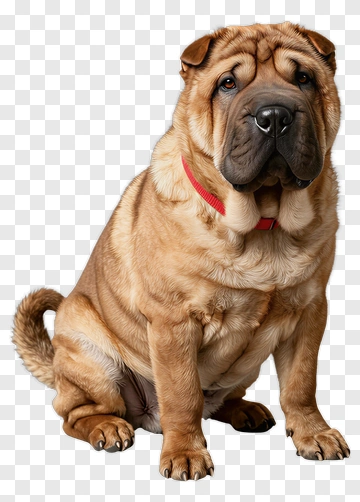 Shar Pei Dog With Red Collar PNG