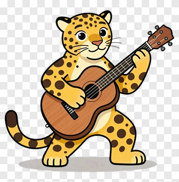 Leopard Playing Guitar PNG
