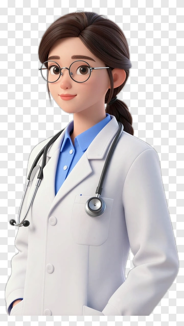 Female Doctor With Glasses And Stethoscope PNG