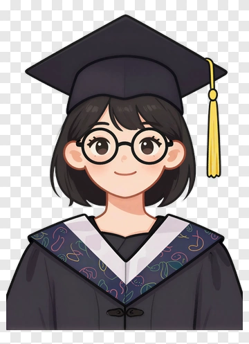 Graduate Girl In Cartoon Style PNG