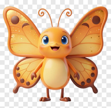 Orange Cartoon Butterfly PNG