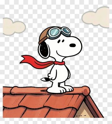 Snoopy In Aviator Gear On A Roof PNG
