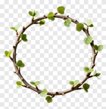 Circular Wreath With Fresh Leaves PNG
