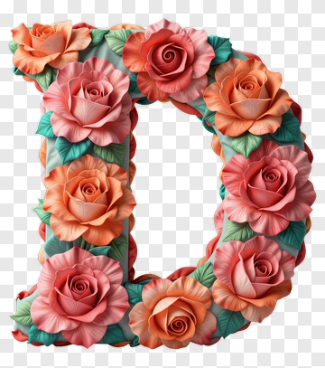 Letter D Decorated With Roses PNG