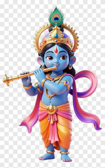 Blue-skinned Deity Playing Flute PNG