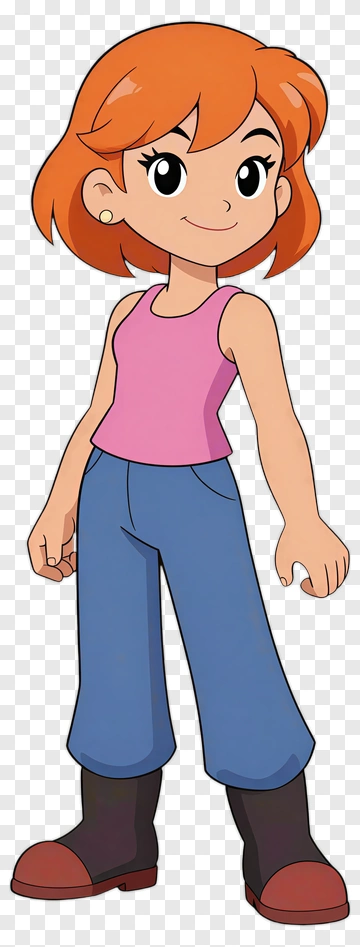 Anime Girl In Pink Top And Blue Pants PNG