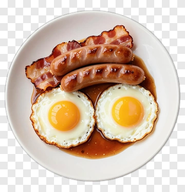 Fried Eggs With Sausage And Bacon PNG