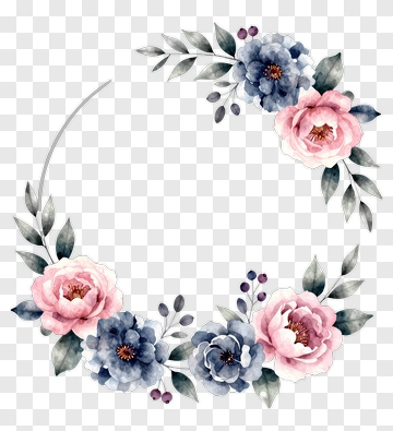 Watercolor Flower Wreath PNG