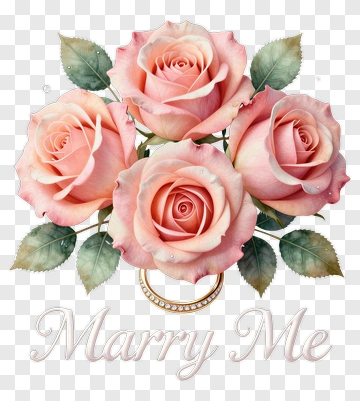 Marry Me Proposal With Pink Roses And Ring PNG