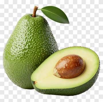 Fresh Avocado With Leaf And Pit PNG