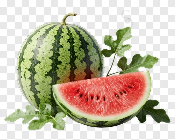 Fresh Watermelon With Slice And Leaf PNG