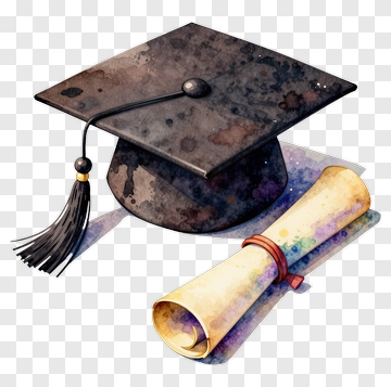 Graduation Cap And Scroll PNG