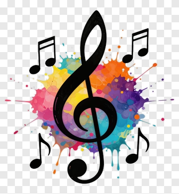 Treble Clef With Colorful Splash PNG