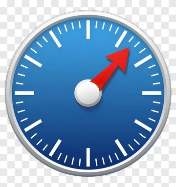 Blue Clock With Red Arrow PNG