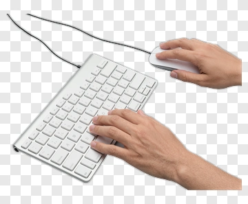 Hands Typing On Keyboard With Mouse PNG