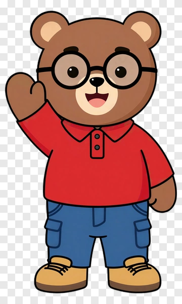Cartoon Bear Waving PNG