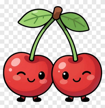 Two Cute Cartoon Cherries PNG