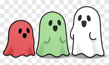 Three Colorful Ghosts PNG