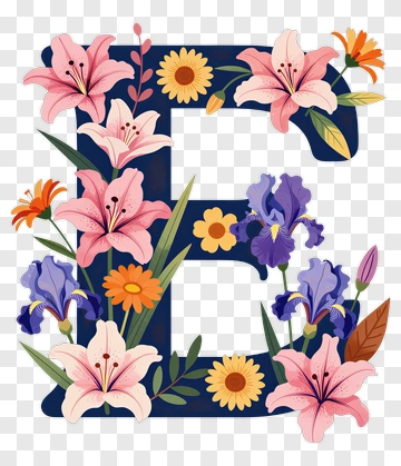 Floral Letter E Design PNG