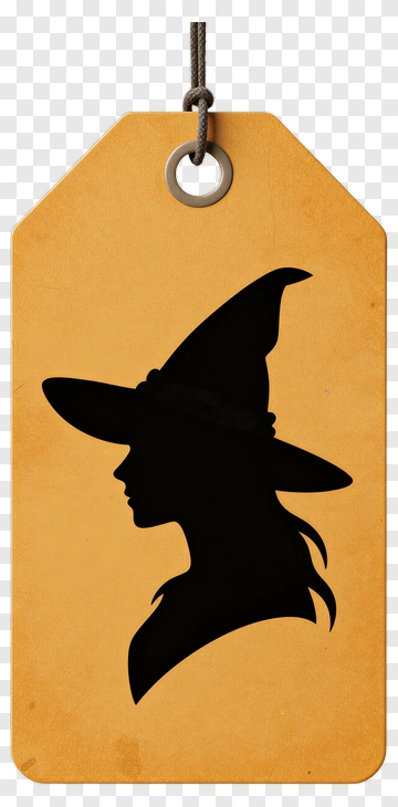 Witch Silhouette On Orange Label PNG