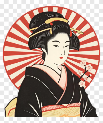Geisha In Traditional Attire PNG