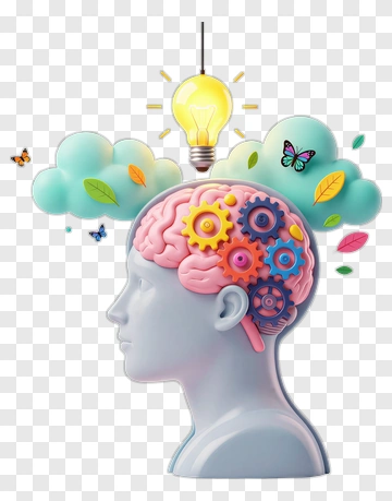 Human Brain With Gears And Light Bulb PNG