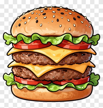 Delicious Cartoon Hamburger PNG