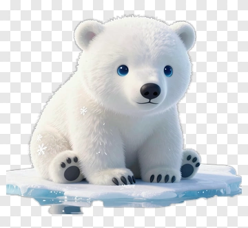 Cute Polar Bear Cub On Ice PNG