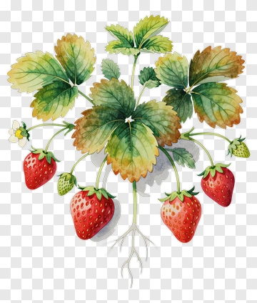 Strawberry Plant With Flower PNG