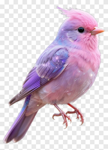 Pink Feathered Bird With Sparkles PNG