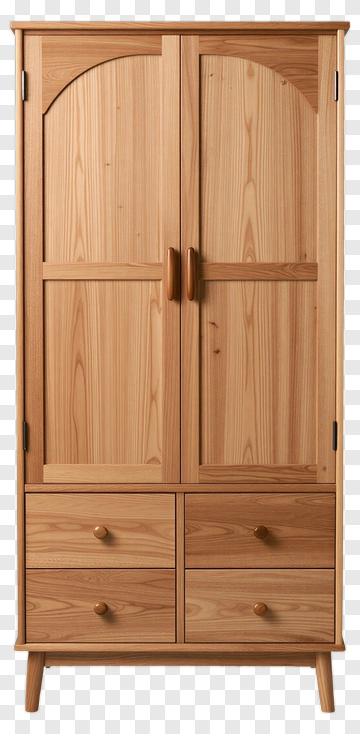 Wooden Wardrobe With Drawers PNG
