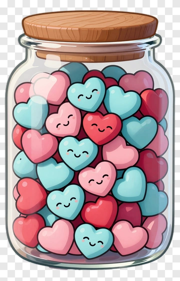 Heart-Shaped Candies In A Jar PNG