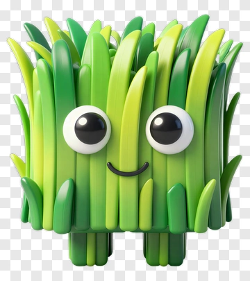 Grass Character With Big Eyes PNG
