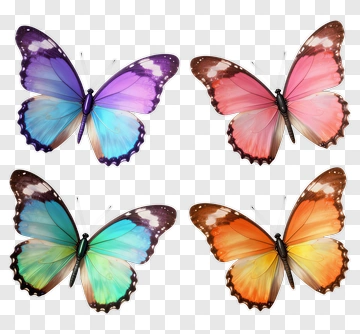 Four Colorful Butterflies PNG