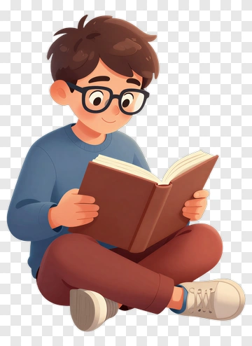 Boy Reading A Book PNG