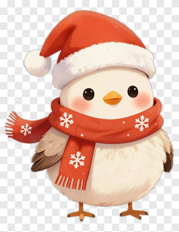 Cute Chicken In Christmas Hat PNG