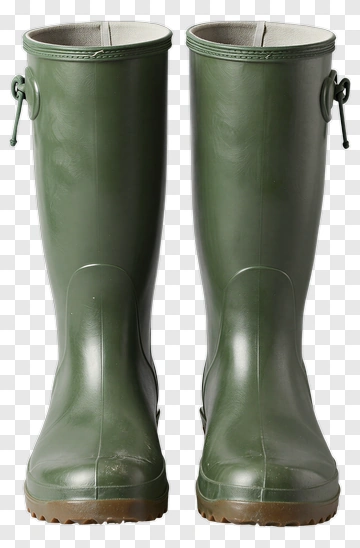 Green Rain Boots With Side Buckles PNG