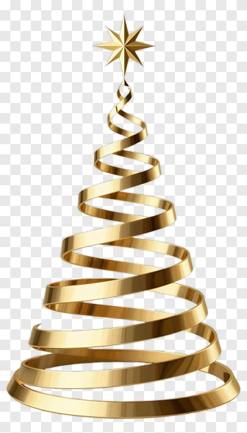 Golden Ribbon Christmas Tree With Star PNG